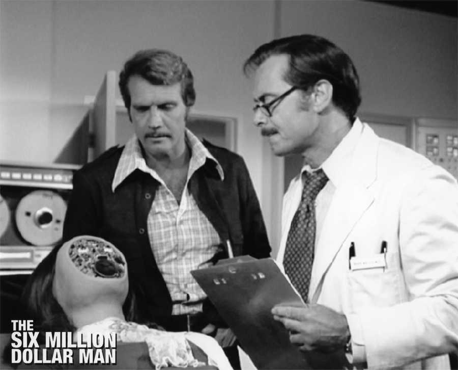 Steve Austion, Dr. Rudy Wells and fembot